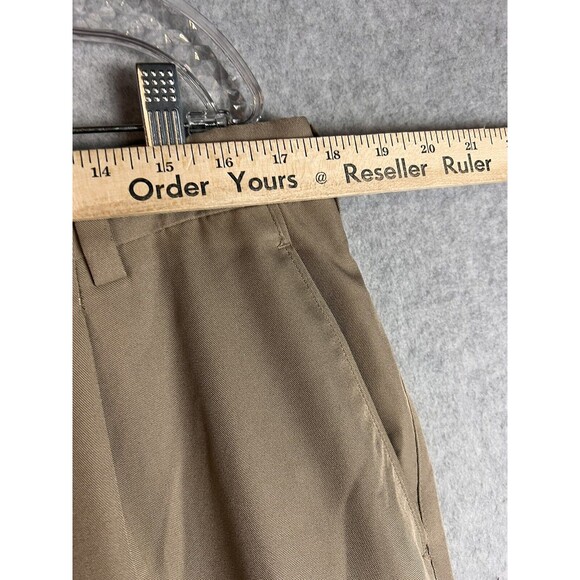 Nike Golf Dri-Fit Golf Pants Men 36X34 Khaki FitDry Pleated Cuffed Swoosh Logo - Picture 8 of 11